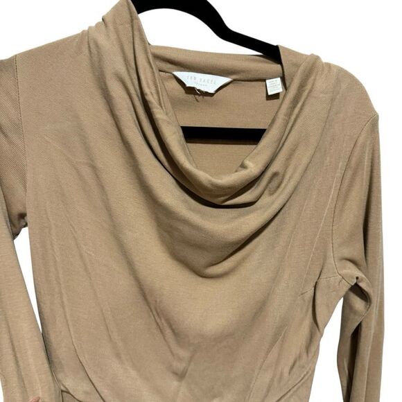 Revolve Ted Baker Neyda Camel Wrap Jersey Tan Long Sleeve dress - Picture 8 of 13